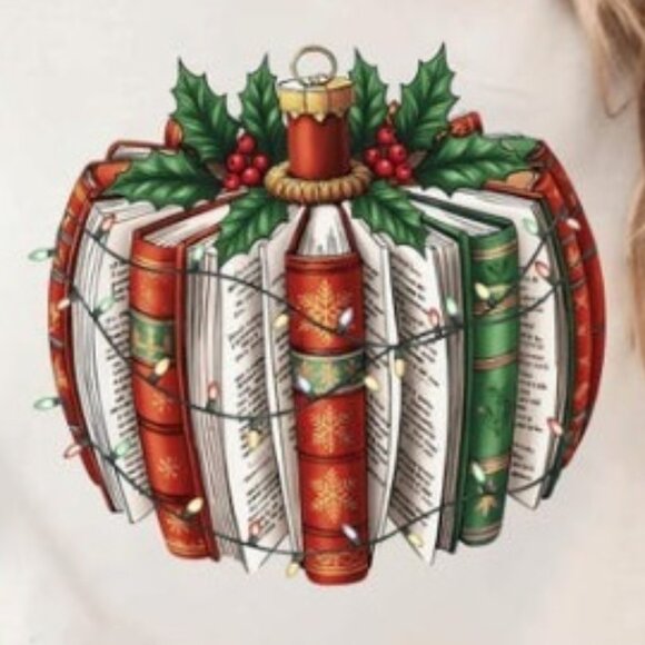 Christmas Book Pumpkin T-Shirt, Retro Winter Christmas Shirt - Picture 2 of 4